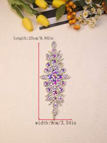 多色水晶玻璃手工缝制金属钻石新娘腰带 / 长度：25CM / 宽度：9CM - 多色 - 查看 2