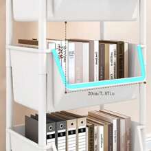 Estantería de almacenamiento móvil y abierta, organizador de pie de varios niveles para sala de estar, cocina, expositor de frutas y verduras - Blanco - Ver 4