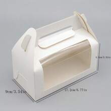 10 piezas Caja de embalaje para Rollo de Pastel, Blanca de Cartón Transparente, Caja de Embalaje Portátil con Ventana para Horneado de Pan - Blanco - Ver 2