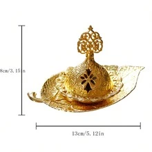 Rama Decorations Incense Burner With Leaf-Shaped Tray, Gold/Silver Metal Incense Holder Decor Suitable For Rama Al-Fitr Rama Decorations Party Decoration - Multicolor - View 10