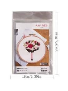 1/2 piezas Kit de bordado hecho a mano estilo europeo, incluye aro de bordado de 6 pulgadas, serie de ramos de flores, set de bordado para principiantes [Marco de bordado como se muestra en la imagen 9] - Multicolor - Ver 2