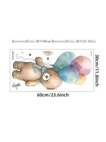 1pc Colorful Balloon Cute Bear Plush Sticker, Cartoon Balloon Rabbit Decor For Kids Room Nursery Stickers Personalised Stickers