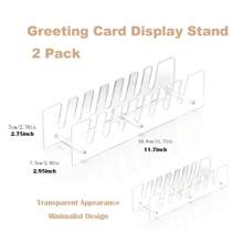 Soporte de exhibición de tarjetas de acrílico, estante de escritorio práctico para exhibir pegatinas y tarjetas postales, soporte para tarjetas y teléfono móvil, mejor regalo - transparente - Ver 2