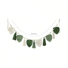 1 tấm thảm treo tường Macrame, thảm nghệ thuật dệt tay bằng sợi có tua rua hình lá, lý tưởng để trang trí nhà cửa trong phòng khách hoặc phòng ngủ, thảm treo tường - Như thể hiện trong hình ảnh - Xem 9