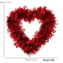 Couronne de décoration suspendue en forme de cœur pour la Saint-Valentin, fournitures de fête, couronne de mariage, anniversaire, fiançailles, sans lumières incluses - Multicolore - Voir 4