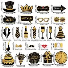 2 phụ kiện trang trí tiệc mừng năm mới 2025, đạo cụ chụp ảnh màu đen và vàng, thích hợp cho tiệc năm mới, đêm giao thừa - Nhiều màu - Xem 3