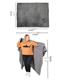 Gray Blanket And Cape 2-In-1 Soft Comfortable Knit Blanket With Sleeves, Wearable Knit Blanket
