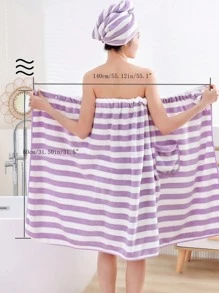 Set de 2 piezas: toalla de envoltura para mujeres con toalla para secar el cabello, toalla de ducha ligera, albornoz de spa cómodo, toalla corporal ajustable + toalla para secar el cabello, decoración del baño del hogar, para boda de verano, de vuelta al colegio