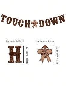 Football Game Time Touch Down Banner,Football Party 2025 Hanging Garland Banner For Game Day Party Backdrop,Football Day Supplies - Brown - View 6