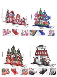 1 件圣诞工作坊木制立式标牌 - 圣诞侏儒、麋鹿、摇滚牛仔雪人、红帽雪人迷人圣诞饰品适合家庭、办公室酒吧乡村农舍装饰桌面饰品圣诞派对装饰送给朋友的圣诞礼物 - 彩色 - 查看 2