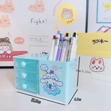 Sanrio 1 szt. Uroczy Sanrio Cartoon Jednolity Kolor Szuflada Styl Pudełko Do Przechowywania Pulpit Mini Dwuwarstwowe Pudełko Organizacyjne Kolorowe Biuro Małe Szuflady Do Przechowywania (Losowy Styl)