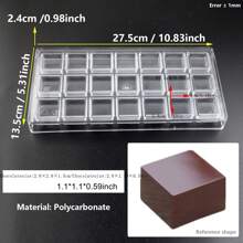 方形巧克力模具，硬塑料糖果模具，巧克力尺寸 2.8x2.8x1.5cm