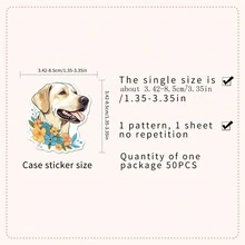 50 piezas de pegatinas de Labrador de dibujos animados lindos, decoración DIY para cuadernos, fundas de teléfono, tarjetas de regalo - Multicolor - Ver 6