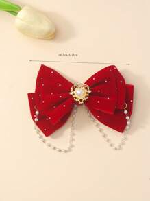 1pc Fashion Rhinestone & Pearl Decorated Butterfly Hair Clip, Suitable For Daily Or Festival Wear - Multicolor - View 10