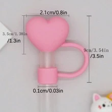 3/5pcs Multicolor Heart Shaped Reusable Silicone Drinking Straw Covers, Rhinestone Heart Design, Dust-Proof Straw Plug Caps, 10mm Straw Diameter, Suitable For Cups (Straws Not Included) For Valentine's Day - Multicolor - View 4