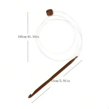 12pcs Tunisian Crochet Hooks Set, 3-10mm Bamboo Knitting Needle With Extend Braided Tube, Anti-Slip Bead, Bamboo Charcoal Ring Crochet Knitting DIY Knitting Tools For Beginners Knitting Crochet Supplies - Wood Color - View 2