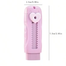 Cute Heart-Shaped Eraser Set, Durable ABS Material, Push-Pull Design, Lovely Macaron Colors, Suitable For Office And School Use