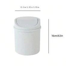 Desktop Trash Can, Plastic Mini Trash Can With Swing Top Cover, White Flip Top Desktop Trash Can - Multicolor - View 6