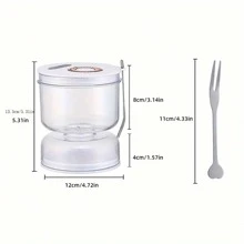 1 pieza Recipiente para pepinillos de 6.76 oz con tapa coladora y tenedor de acero inoxidable, recipiente de almacenamiento de pepinillos hermético a prueba de fugas con tapa basculante con mecanismo de cierre, lata de alimentos redonda reutilizable