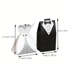 1Set/2pcs Bride And Groom Candy Boxes Wedding Favor Tuxedo Wedding Dress For Bridal Shower Decor Gifts Packaging Boxes Party Supplies,Wedding Decor,Home Decor ,Room Decor Party Favors Birthday Decorations Party Decorations Gift Bags