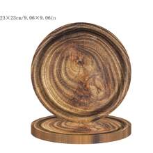 10pcs-Suitable For 10 Guests Vintage Woodgrain Party Disposable Paper Plates Vintage Woodgrain Party Tableware Disposable Round Dinner Plates Tableware Holiday Celebration Birthday Party Banquet Tea Party Wedding Exquisite Craftsmanship Fashionable Collocation