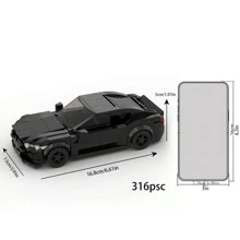 Bloques de construcción de modelo de automóvil de carreras negros Moc Speed, regalo para cumpleaños, Año Nuevo, Navidad - Negro - Ver 2