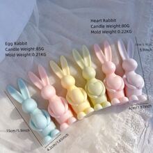长耳兔硅胶蜡烛模具蛋兔硅胶模具心形动物蜡模复活节家居装饰