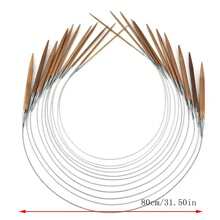 1 szt. 3,0-10 mm Naturalne okrągłe igły do robienia na drutach z bambusa, igły do robienia na drutach ze stali nierdzewnej, narzędzia do szycia ręcznego DIY
