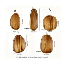 1pc Rosewood Solid Wood Dinner Plate, Wooden Asymmetric Shaped Breakfast Tray, Wooden Dessert Platter, Multi-Function Snack Tray, Decorative Fruit Plate, Washable Food Plate, Coffee Cup & Milk Tray, Tea Cup Tray, Cake Plate, Cheese Plate For Home, Creative Bread Plate, Indoor Decor, Kitchen Food Display Plate - Yellow - View 8