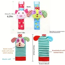 4件套婴儿腕式摇铃袜套装 0-6个月 | 新生儿玩具摇铃袜 - 新生儿/0-6-12个月婴儿必备礼物