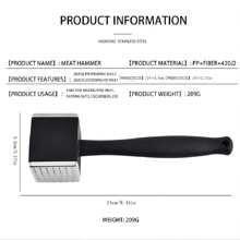 New Square Double-Sided Meat Tenderizer, Beef Chicken Pork Mallet, Meat Tenderizing Hammer, Meat Tenderizer Tool - Black - View 3