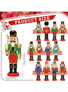12 szt./24 szt./36 szt. Figurki Dziadka do Orzechów, Drewniane Wiszące Żołnierze Dziadka do Orzechów, Tradycyjna Dekoracja Świąteczna, Dekoracja Choinkowa