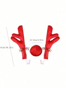 1 套汽车圣诞装饰驯鹿鲁道夫红鼻子鹿角，圣诞节