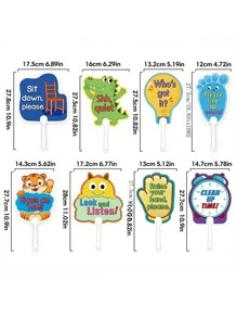 8pcs Cartoon Classroom Rule Board - Colorful Teacher Instruction Signs, Handheld Education Assistive Tool For English Class Interaction, Classroom Management Teacher Command Cards, Early Childhood Teaching Aids
