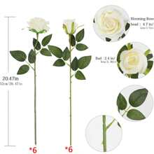 2/6/10/12pcs Artificial Silk Rose Flower Bouquet With Long Stems For Home Wedding Decor, Valentine's Day Party Gifts Birthday Graduation - White - View 10