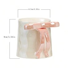 创意仿珍珠釉蝴蝶结马克杯，高品质陶瓷咖啡杯，送给女朋友或情侣的返校礼物