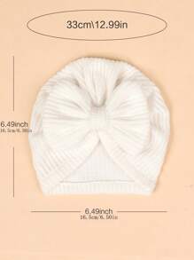 （3 件/包）新款秋冬保暖婴儿帽，儿童条纹针织帽，婴儿蝴蝶结装饰帽 - 彩色 - 查看 3