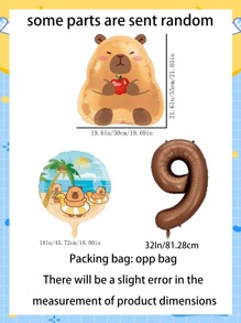 卡通水豚铝箔气球生日派对装饰可爱水豚气球数码铝膜气球最佳礼物生日毕业 - 彩色 - 查看 3