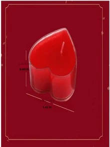 心形浪漫香薰蜡烛，适合婚礼、生日派对、情人节、情人节、情人节蜡烛礼物毕业 - 紅色 - 查看 2