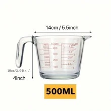 硼硅酸盐玻璃量杯 - 2 种尺寸，耐热，可放入微波炉和烤箱，带刻度线 - 彩色 - 查看 3