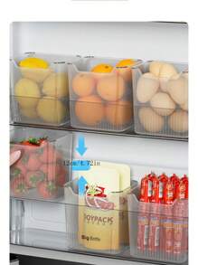 6pcs Refrigerator Storage Boxes, Food Storage Containers, Suitable For Freezer, Refrigerator, Kitchen Cabinet, Food Pantry Organization, For Kitchen, Bathroom, Bedroom Use, Transparent Design