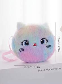 儿童毛绒猫斜挎包零钱包小学生节日礼物卡通包 - 彩色 - 查看 6