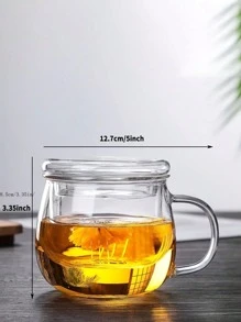 1 Set Taza de té de vidrio con infusor y tapa, 380ml/12,85oz Taza de té de vidrio con filtro para jugo de limón, agua, té, café, jugo, vajilla para todas las estaciones, de vuelta a la escuela - transparente - Ver 10