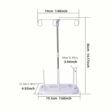 缝纫机可调节线架支架、3 个线轴支架、家用缝纫机配件（带塑料底座和纸质说明书）、兼容包缝机