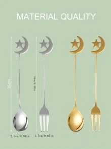 1 套 304 不锈钢甜点蛋糕水果勺叉礼盒套装，包含 2 把勺子和 2 把叉子，适合居家庆祝、餐厅、甜品店、聚会和作为礼物