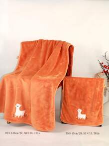 1pc High-End Coral Fleece Bathrobe, Multi-Color Optional, Cartoon Alpaca Embroidery, Super Absorbent, Suitable For Bathroom, Outdoors, Dorms, Beach, Adults & Students, No Optical Brighteners, No Fading, No Shedding,Women Valentine Gift Birthday Boyfriend Girlfriend Home Bathroom Decor Shower Towels For Beauty Salon, Hotel Sports,Home Essentials, Towel, Skin Care Bath Towel Sheet