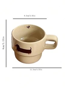1pc originele teckelhondprint keramische koffiemok, handgeschilderd cartoonontwerp ontbijtbeker cadeau