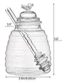 1 件家用透明玻璃蜂蜜罐带盖、玻璃搅拌器、创意果酱罐 - 無色 - 查看 10