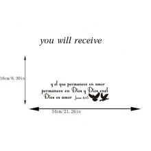 1 件西班牙语圣经经文约翰福音 4:16 墙贴上帝是爱主耶稣基督教墙贴卧室客厅礼物生日毕业房间装饰家居装饰墙壁装饰浴室装饰卧室装饰房间装饰物品客厅装饰房屋装饰家居装饰客厅墙纸贴纸个性贴纸 - 黑色 - 查看 4