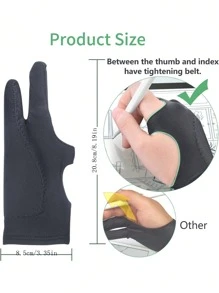 Finego 1/2/3 piezas Guante de dibujo de artista, guantes de pintura de dedos, guantes de mano derecha e izquierda para tableta gráfica de arte digital, iPad, dos dedos con elasticidad suave y transpirable para lápiz óptico, lápiz, boceto, pintura, útiles de oficina y escuela, suministros de pintura y dibujo, guantes de dibujo, regalos creativos, regreso a la escuela, útiles escolares